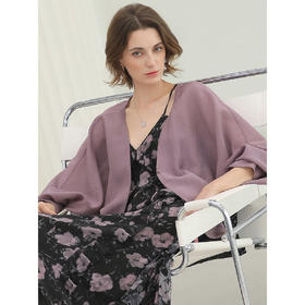 COCOBELLA重工对丝梅子色短外套女夏蝙蝠袖遮阳开衫SC7077-3