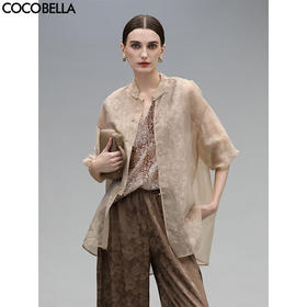 COCOBELLA新中式手工盘扣衬衫暗纹人丝国风衬衣开衫SR0036-5