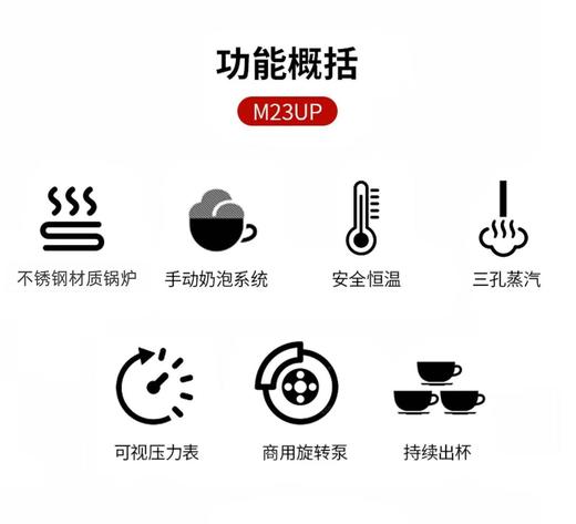 LaCimbali/金巴利 M23UP 半自动咖啡机 （红/白/黑）（M27RE升级款） 商品图2