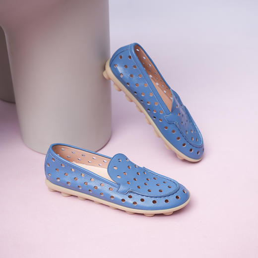 豪麟名鞋AGL女鞋乐福鞋羊皮革D839005蓝色 商品图2