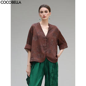 COCOBELLA仿香云纱侘寂风时尚新中式国风短外套式衬衫SR0078