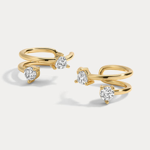 订购8周到｜Lili Claspe-Eraz-金色 双圈 锆石 耳夹［美国设计师］ 商品图2
