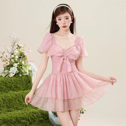 连体泡温泉泳衣女新款保守显瘦遮肚感裙式遮肉游泳装 商品图5