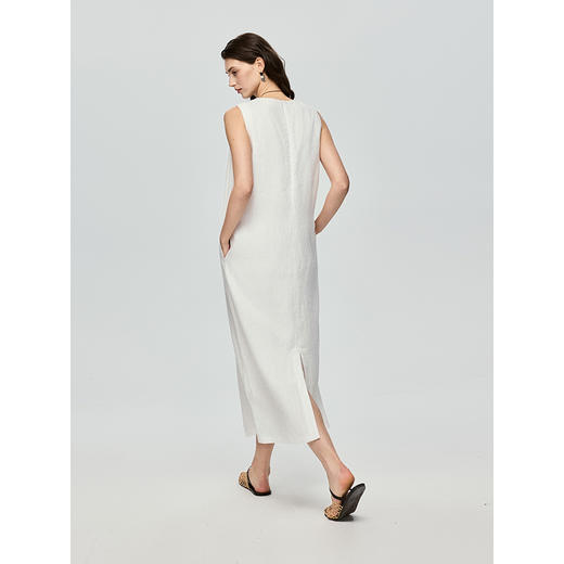 棉仓363616037-初棉全亚麻-简约设计感麻袋式连衣裙 商品图4