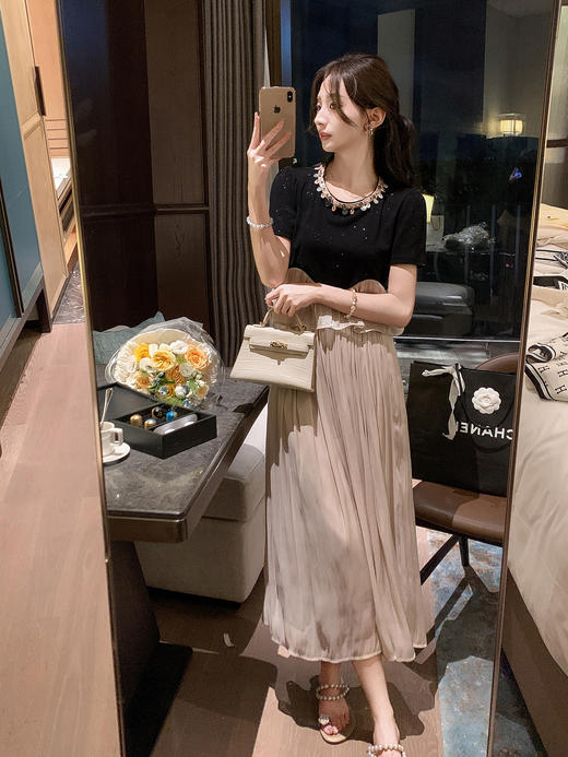 张心子【小苍兰】圆领织带气质时尚两件套套装 U2506006 商品图8