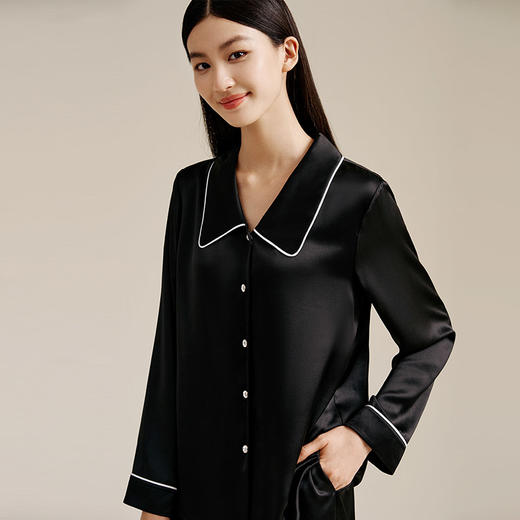 金三塔22姆米重磅真丝睡衣100%桑蚕丝长袖长裤女丝滑透气家居服套  YSFEC211 商品图4