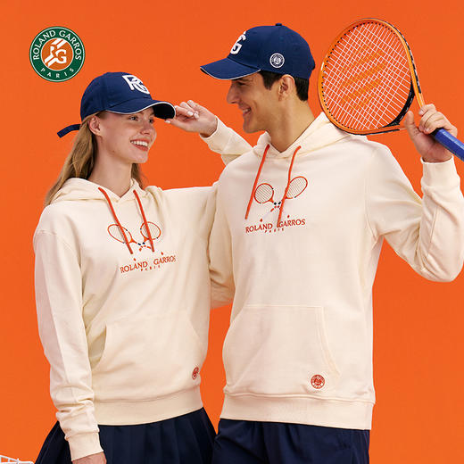罗兰加洛斯法网连帽卫衣男士2022秋季新款网球拍刺绣运动衫男帽衫 商品图3