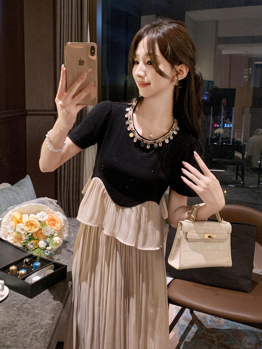 张心子【小苍兰】圆领织带气质时尚两件套套装 U2506006 商品图9