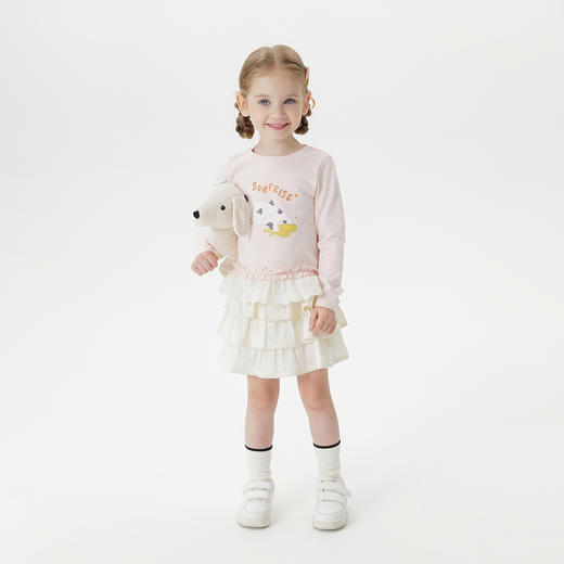 马克珍妮女童柔软花边猫咪长袖T恤 宝宝纯棉上衣秋装新品551219 商品图2