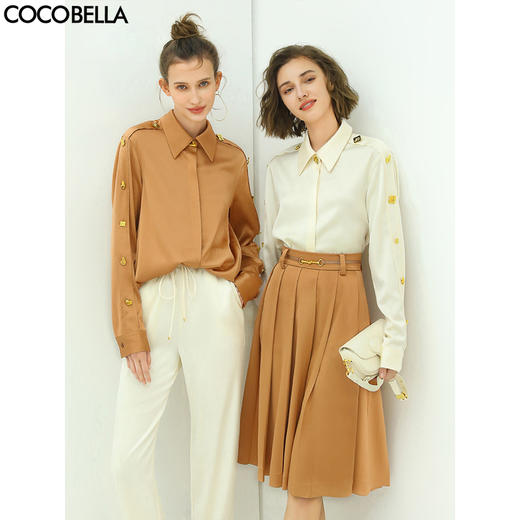 COCOBELLA肌理质感大摆伞裙女高腰垂感百褶半身裙HS52 商品图0