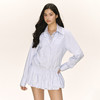 Ariseism 美式复古设计感长袖条纹衬衫裙女秋季新款连衣裙裙子 商品缩略图0