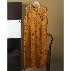 丁摩 重缎40姆米真丝香云纱花萝旗袍裙100桑蚕丝裙子背心裙连衣裙夏新款5ZF-140