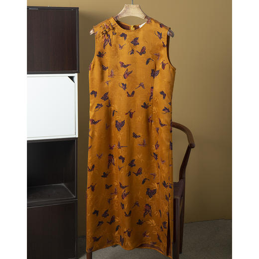 丁摩 重缎40姆米真丝香云纱花萝旗袍裙100桑蚕丝裙子背心裙连衣裙夏新款5ZF-140 商品图0