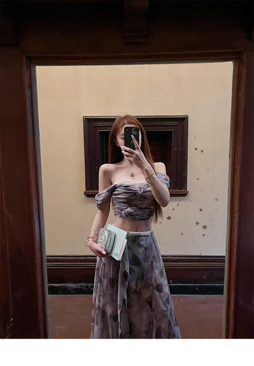 清仓捡漏  张林超LIN BOUTIQUE 艺术气息的莫奈花园 3D立体扭结仙仙半裙套装  印花半裙  LL250135 印花压轴上衣 商品图4