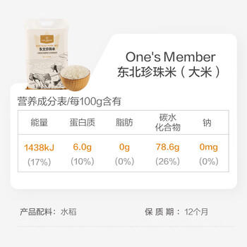 1号会员店（One's Member）东北大米珍珠米5kg  当季新米 圆粒米 京东自营 /粮油调味 /米 /珍珠米 商品图2