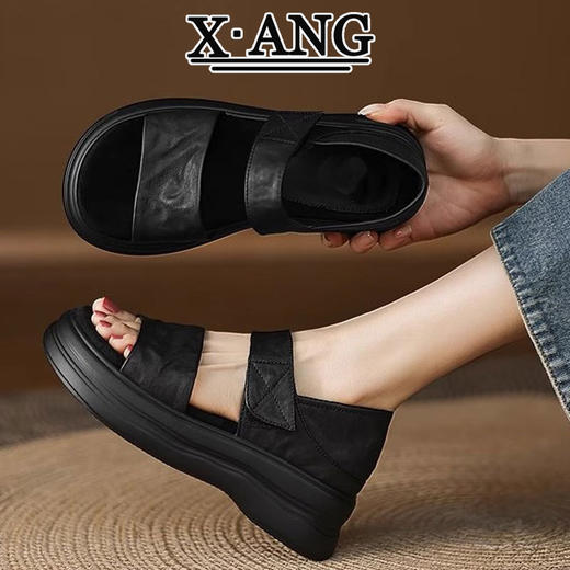 超软底头层牛皮凉鞋，魔术贴休闲沙滩罗马女鞋LJX-568 商品图0