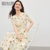 【专属特价】熙世界法式泡泡袖樱桃碎花连衣裙女夏季新款收腰显瘦V领茶歇裙子 商品缩略图0