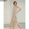 COCOBELLA灵动荷叶边亮彩花卉连衣裙夏飘逸鱼尾吊带裙FR3092 商品缩略图0