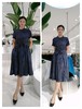 582878夏款上新 真丝仿牛仔扎染风开扣翻领连衣裙，端庄气质款，透气单层，透气不透光！ 商品缩略图1