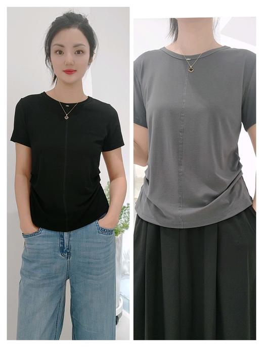 58M922莫代尔棉T两侧褶皱短T 商品图2
