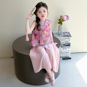 女童新中式盘扣两件套 复古国潮清凉套装