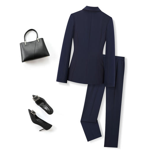 【上衣+松紧腰裤子】罗蒙女士套装易打理微弹时尚行政商务西装两件套 商品图2