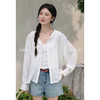 鹿向南「栀子雪」米白色防晒长袖衬衫夏季新款气质宽松连帽衬衣女L56323 商品缩略图3