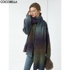 COCOBELLA渐变晕染圆领短款毛衣女秋冬宽松休闲针织衫MZ7098