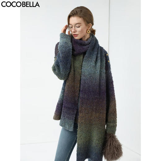 COCOBELLA渐变晕染圆领短款毛衣女秋冬宽松休闲针织衫MZ7098 商品图0