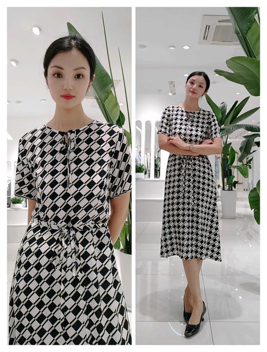 585011  真丝格子连衣裙 商品图1
