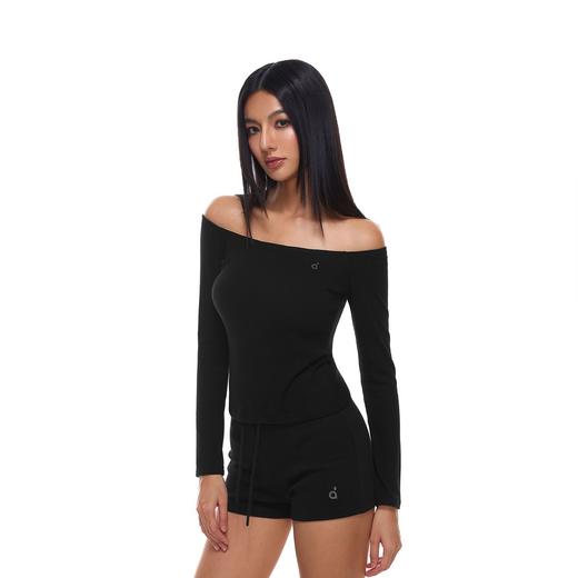 【178元任选3件】FDR旗舰店 亲肤弹力修身长袖t恤女紧身显瘦针织衫露肩一字肩上衣 商品图2