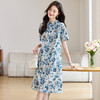 百媚生 纯棉新中式国风复古碎花休闲连衣裙BKHP3389C 商品缩略图1