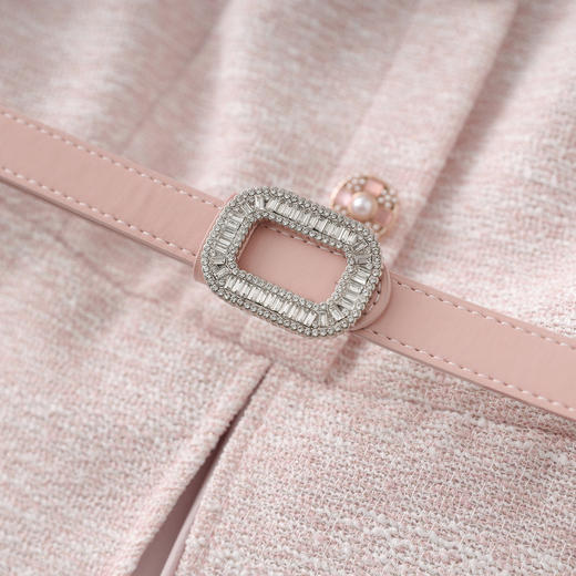 「高货wl」全新升级【铂金会员367/天猫489/差价122】(99416)洛诗琳时髦亮丝小香风连衣裙2025夏季法式假两件百褶裙 商品图3