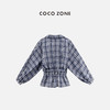 COCO ZONE 刘一一 时尚POLO领格子衬衫女收腰上衣CC2B0862 商品缩略图1
