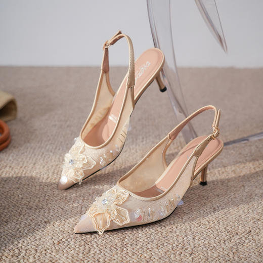 豪麟名鞋奥莱迪嘉女鞋半凉鞋织物DJJPA51WB011杏色  原价1660元 商品图2