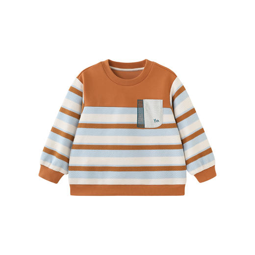 英氏儿童针织衫秋冬长袖男童毛衣撞色条纹针织套头衫男童休闲毛衣 商品图4