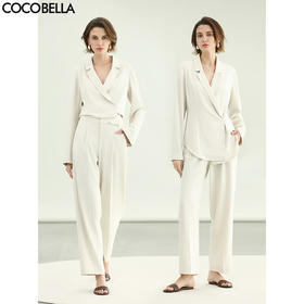 COCOBELLA[防晒UPF50+]凉感休闲裤女25夏奢感捏褶长裤PA0031