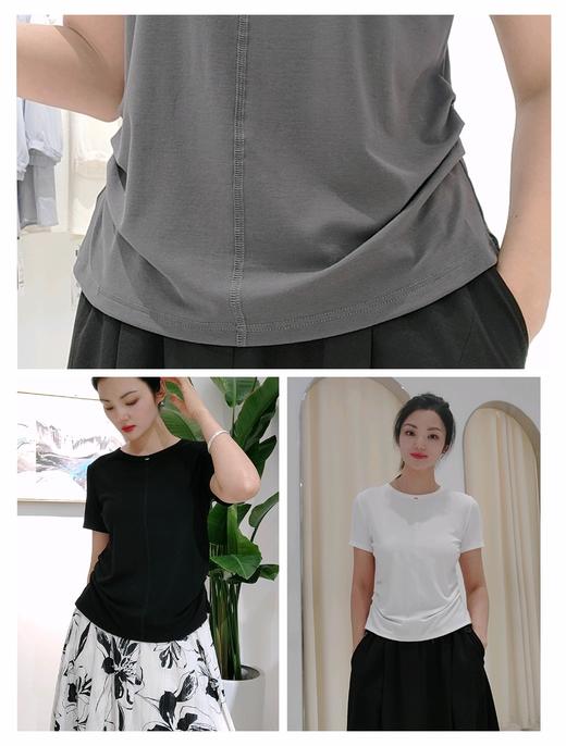 58M922莫代尔棉T两侧褶皱短T 商品图0