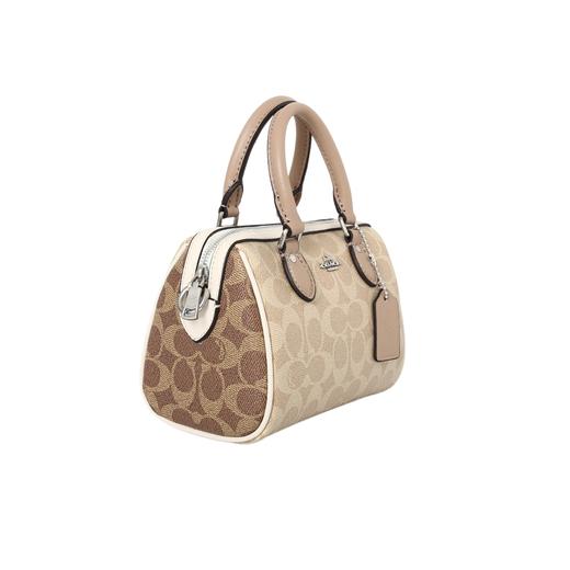 COACH蔻驰 Rowan 18 品牌徽标可拆卸肩带 PVC 波士顿包单肩斜挎手提包-小号女款-奶茶色！人生第一个轻奢包 商品图3