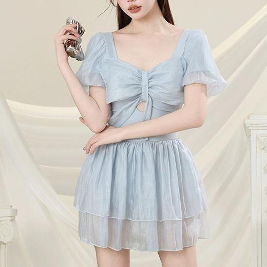 连体泡温泉泳衣女新款保守显瘦遮肚感裙式遮肉游泳装 商品图2