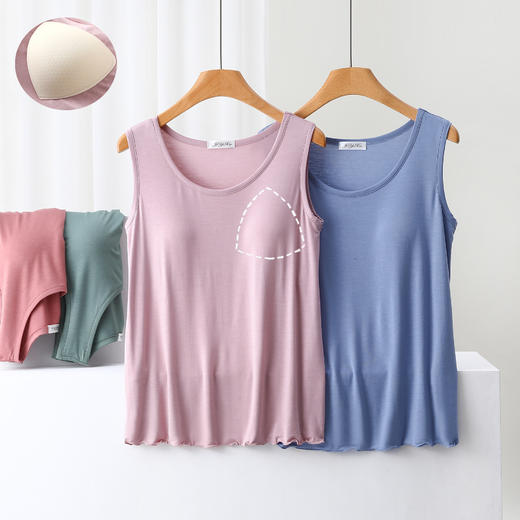 丁摩 带胸垫背心女夏季宽松大码家居服吊带睡衣无袖可外穿薄款上衣5ZF-601 商品图0