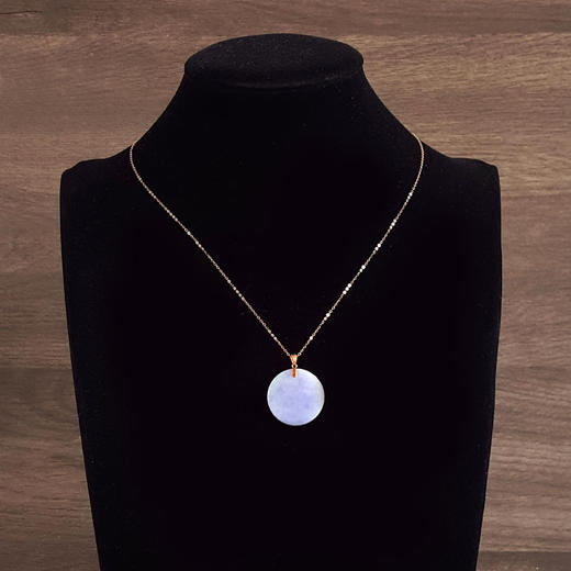 【天然正品】A货翡翠AU750玫瑰金镶天然糯种圆牌平安扣紫罗兰翡翠吊坠项链30.9*24.6*6.3MM（皆取最大值）女士现售价：2680！090425AH48 商品图7