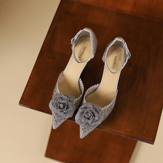 westory夏季新款法式优雅细高跟凉鞋露趾高跟鞋凉空鞋W24AH57641 商品图0