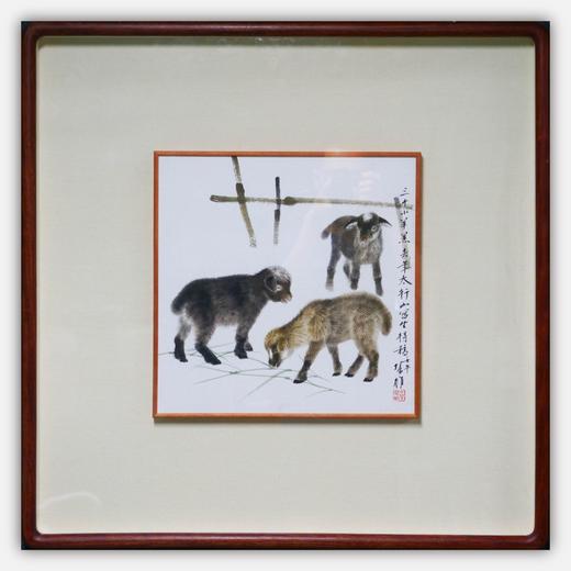 方楚雄《三羊开泰》国画原作33CM*33CM 手绘纸本精品[含框] 商品图0