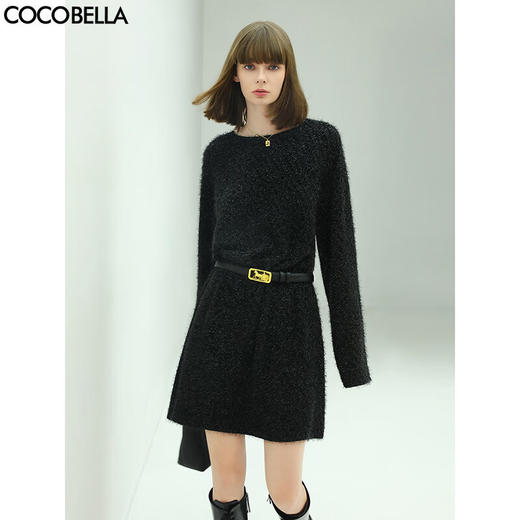 【秋冬特惠】COCOBELLA质感亮丝雪尼尔针织连衣裙女宽松粗针毛衣裙FR138 商品图0