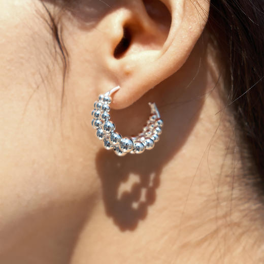 【E24037-g】alodia.co 品牌直发 玄珠月影hoop耳圈耳环 设计感精致小众耳饰925银针RJ136 商品图4