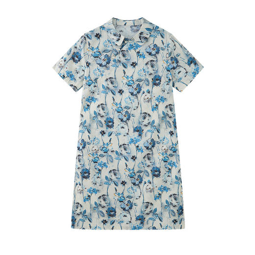 百媚生 纯棉新中式国风复古碎花休闲连衣裙BKHP3389C 商品图4