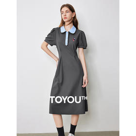 TOYOUTH初语新学院风连衣裙收腰显瘦中长款POLO裙