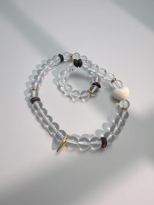 【普陀山】猛犸⽛13-14mm近净体⽩⽔晶奇楠沉⾹手串   净域守护 商品图5