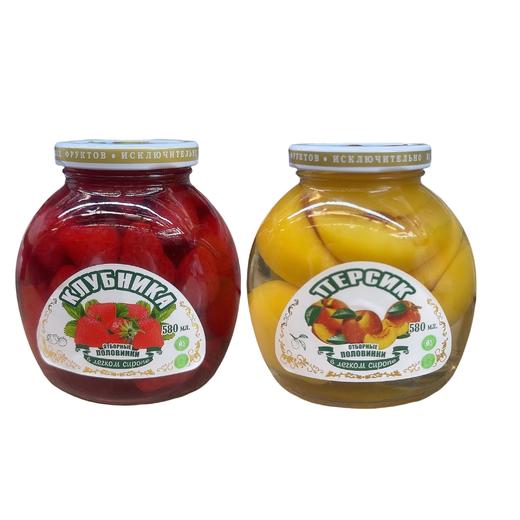 俄罗斯傲图1983牌草莓/黄桃罐头580g开盖即食 商品图0